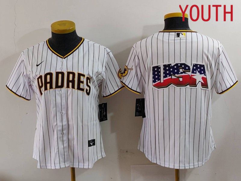 Youth San Diego Padres Blank White Stripe Game 2024 Nike MLB Jersey style 8301->youth mlb jersey->Youth Jersey